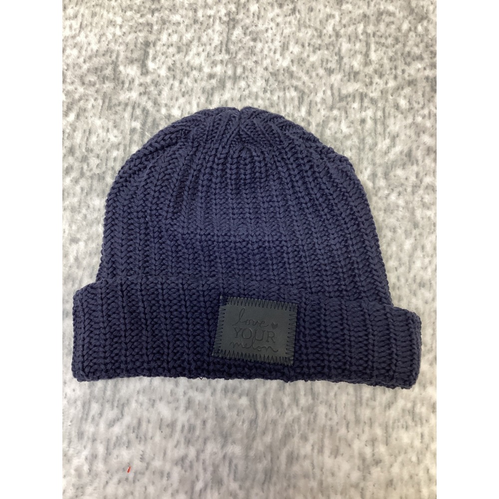 Love Your Melon Navy Blue Cuffed Beanie 100% Cotton Ribbed Knit Hat MONOCUF002